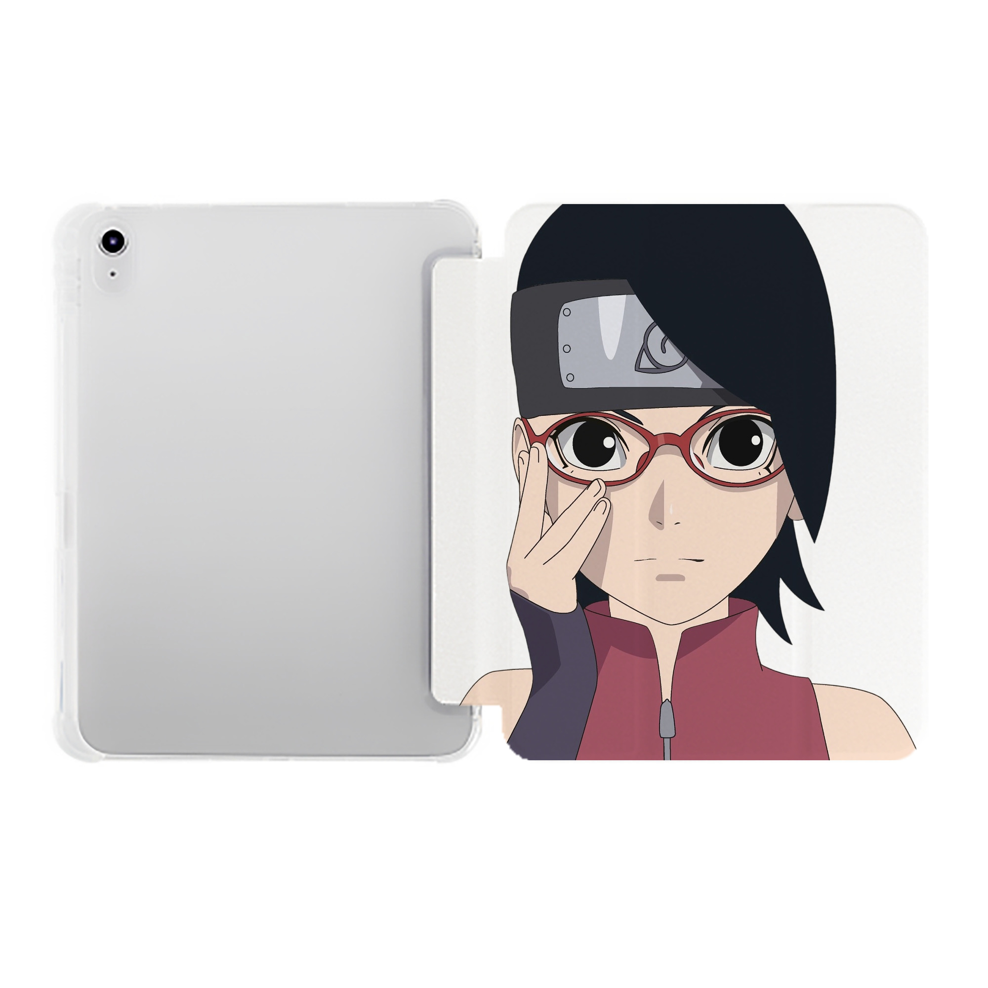 （画像用） NARUTO -ナルト- うちは サラダ Uchiha Sarada IPad ケース ペン収納付き 三つ折りスタンド PUレザー×シリコン 対応機種9.5/10.5/10.9インチ